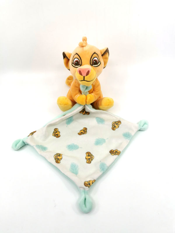  - simba lion - mouchoir vert jaune 25 cm 